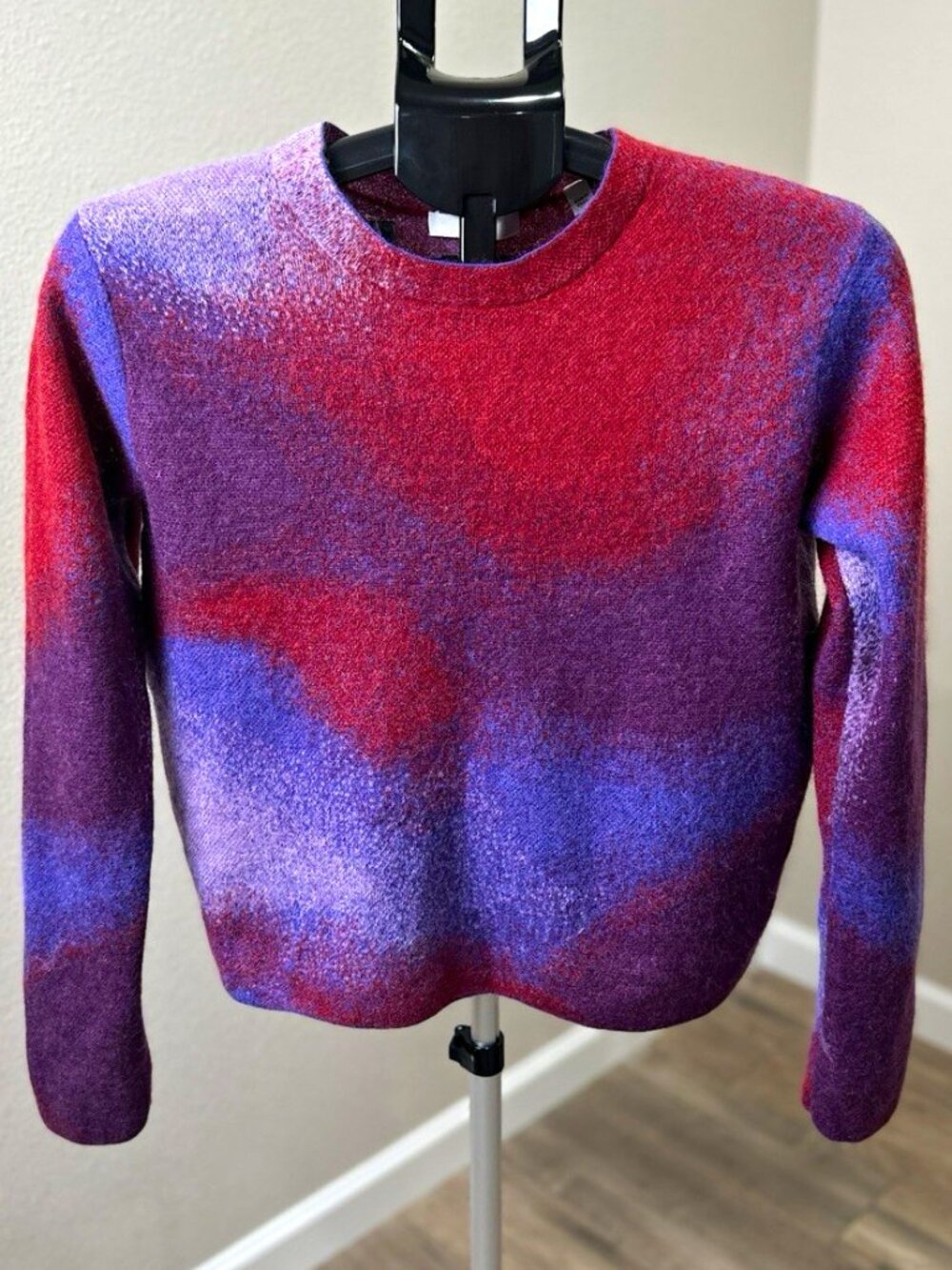 Vince Women’s M Mohair Wool Blend Colorblock Sweater Purple Red Blue